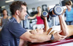 working out at the gym